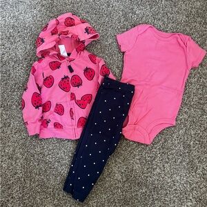 Girls 3 piece strawberry outfit